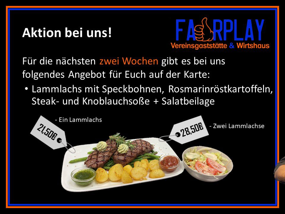 Read more about the article Aktion Lammlachs und Steak bis zum 30.10.2023