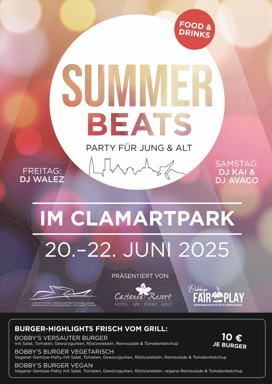 Mehr über den Artikel erfahren Summer Beats Party im Clamartpark vom 20.06. bis 22.06.25