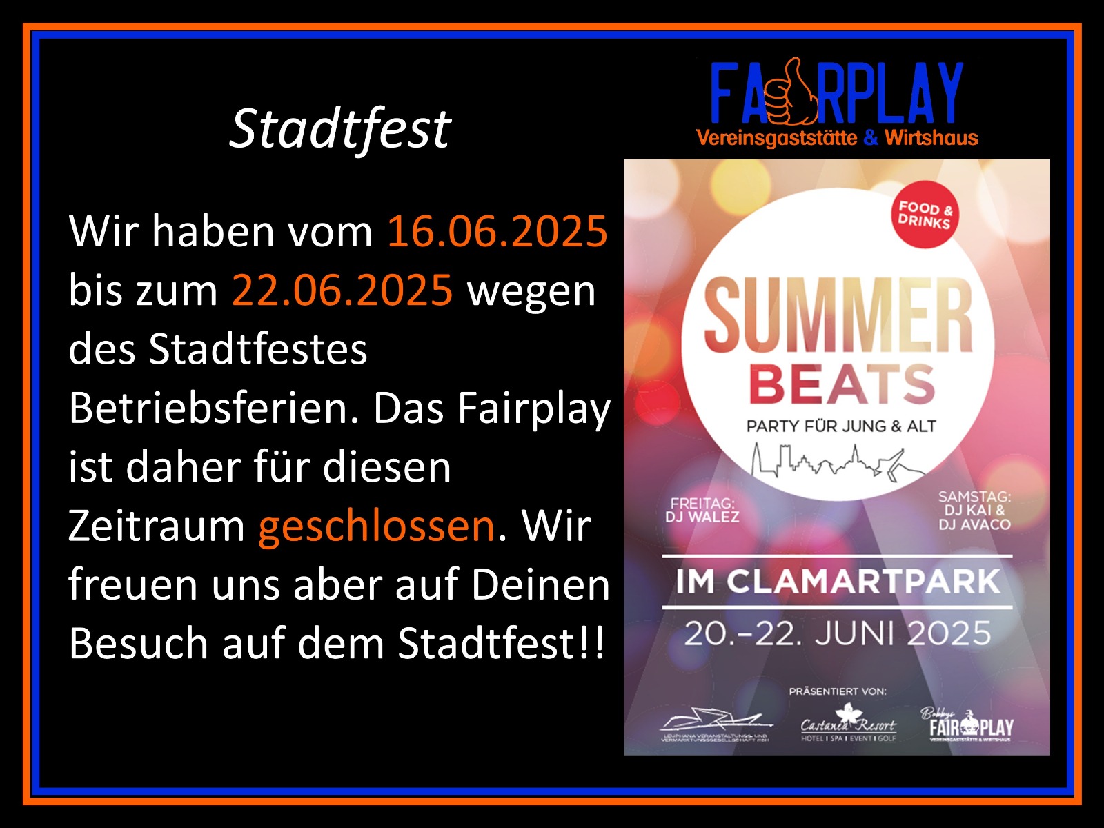 Mehr über den Artikel erfahren Stadtfest vom 16.06. bis 22.06.2025